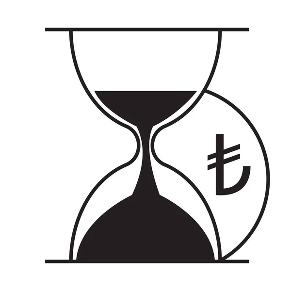 Hourglass Turkish Liras Icon Vector Desing Illustration — Stock Vector