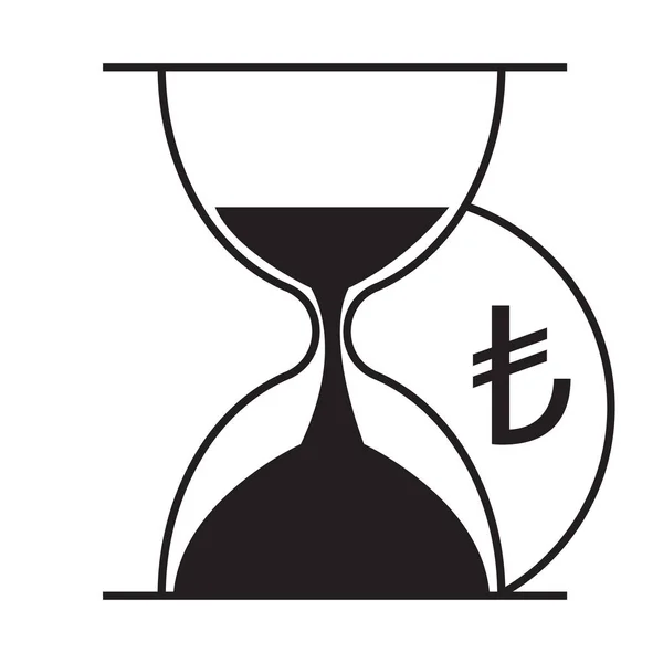 Sanduhr Und Türkische Lira Icon Vector Desing Illustration — Stockvektor