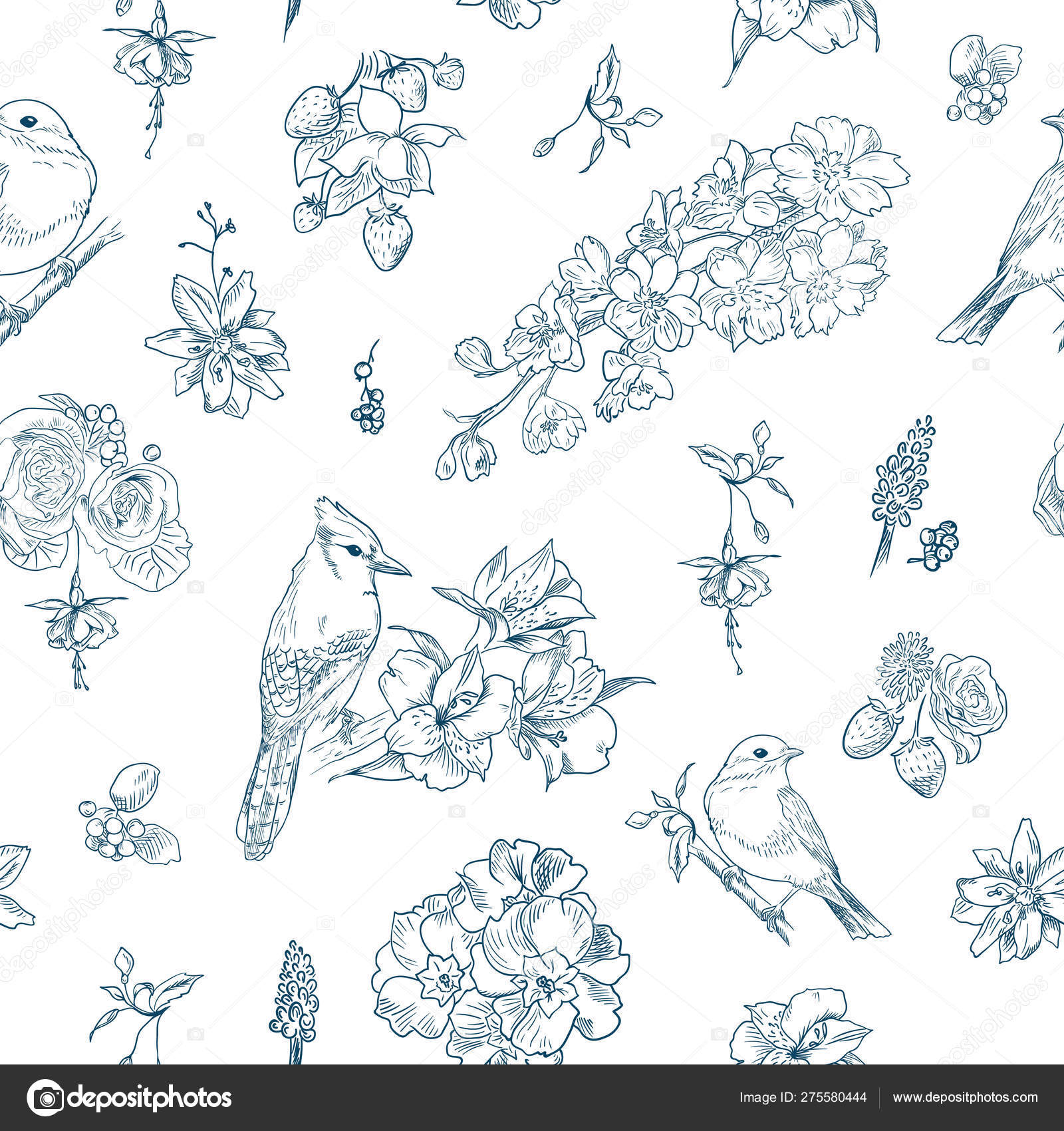 Black & White Vintage Botanical Floral Toile Wrapping Paper