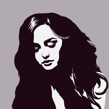 Uyuyan kız portresi, güzel rüya gören kadın, siluet genç bayan