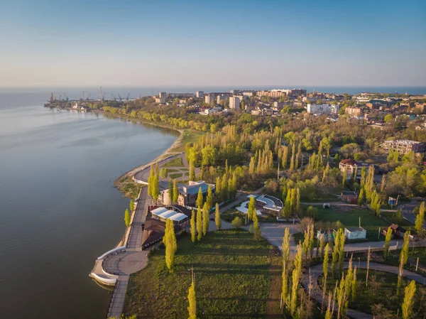 Ptačí Pohled Centrální Části Města Taganrog Rusko Jarní Slunečné Ráno — Stock fotografie