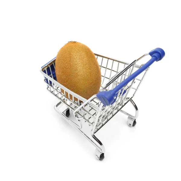 Vacker Mogen Kiwifrukt Ligger Kundvagn Som Isolerad Vit Bakgrund Begreppsmässiga — Stockfoto