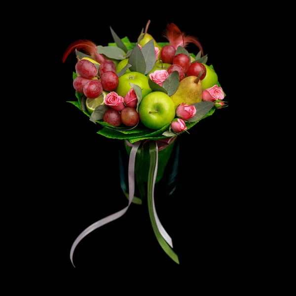 Unique Handmade Edible Gift Form Bouquet Fruit Standing Glass Vase — Stock Photo, Image