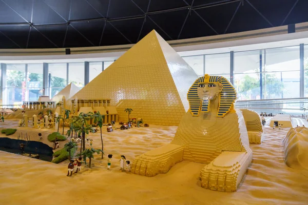 Дубай Оае Січня 2019 Lego Мініатюрні Піраміди Сфінкс Miniland Legoland — стокове фото