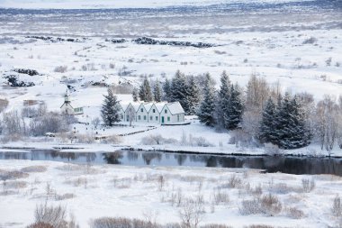Thingvellir National Park or better known as Iceland pingvellir National Park during winter clipart
