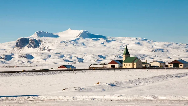 Piękne Krajobrazy Śniegu Zimowym Islandia — Zdjęcie stockowe