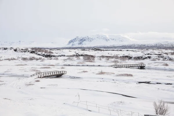 Wingvellir Nasjonalpark Bedre Kjent Som Island Pingvellir Nasjonalpark Vinteren – stockfoto