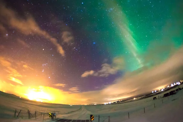 Aurora Borealis Nebo Lépe Známý Jako Northern Light Golden Circle — Stock fotografie