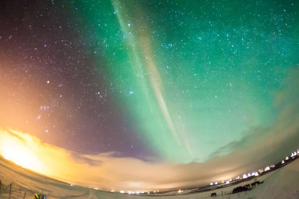 Aurora Borealis Melhor Conhecida Como Luz Norte Golden Circle Islândia — Fotografia de Stock