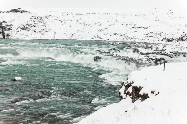 Cascata Urridafoss Vista Durante Inverno Che Trova Nel Fiume Pjorsa — Foto Stock