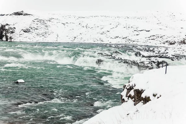 Водоспад Urridafoss Вид Взимку Який Розташований Річці Pjorsa Південному Заході — стокове фото