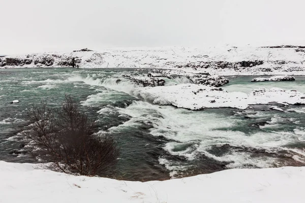 Вид Водопад Урридафосс Зимой Который Расположен Реке Пьорса Юго Западе — стоковое фото