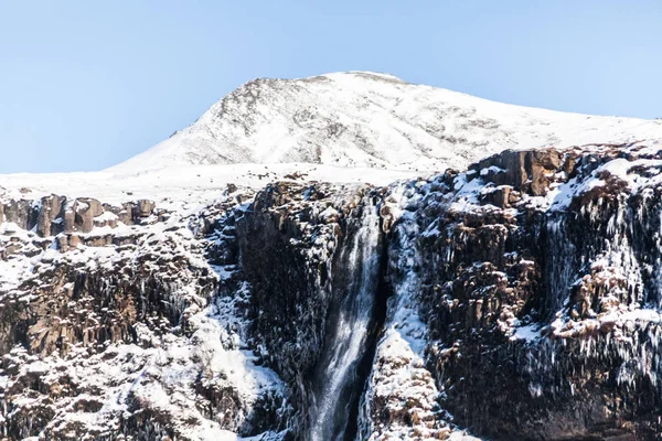 Seljalandsfoss Şelalesi Kışın Zlanda Nın Güney Bölgesi Nde Yol Porsmork — Stok fotoğraf