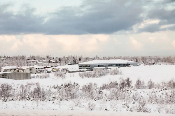 Hermoso Paisaje Invierno Nieve Islandia Imagen De Stock