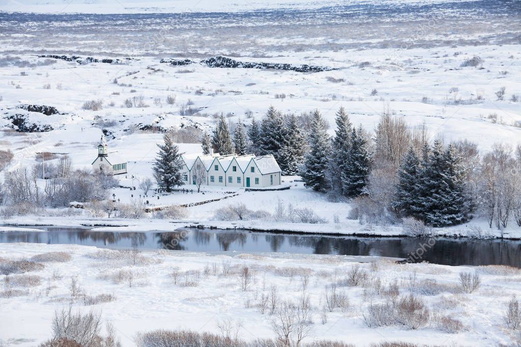 Thingvellir National Park or better known as Iceland pingvellir National Park during winter
