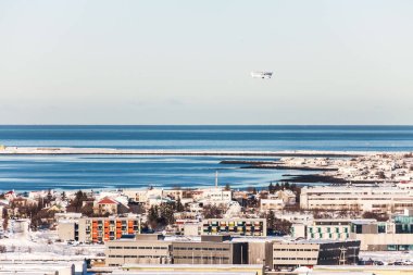Perlan Kubbesi, İzlanda 'dan Reykjavik şehir manzaralı Hallgrimskirkja