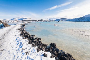 Kış aylarında güzel Blue Lagoon görünümünde İzlanda