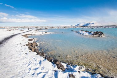 Kış aylarında güzel Blue Lagoon görünümünde İzlanda