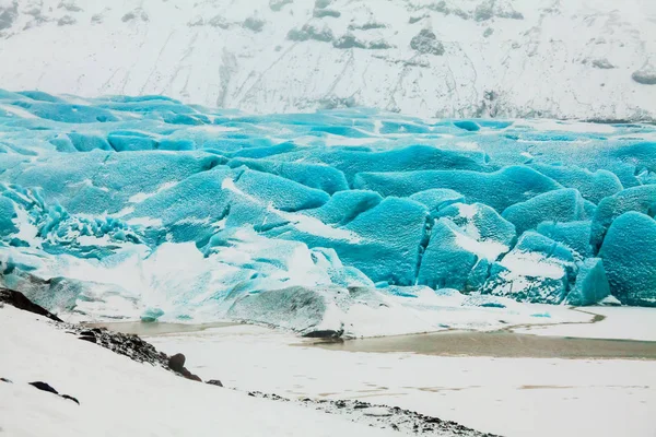 Вид Ледника Svinafellsjokull Время Зимнего Снега Исландии — стоковое фото