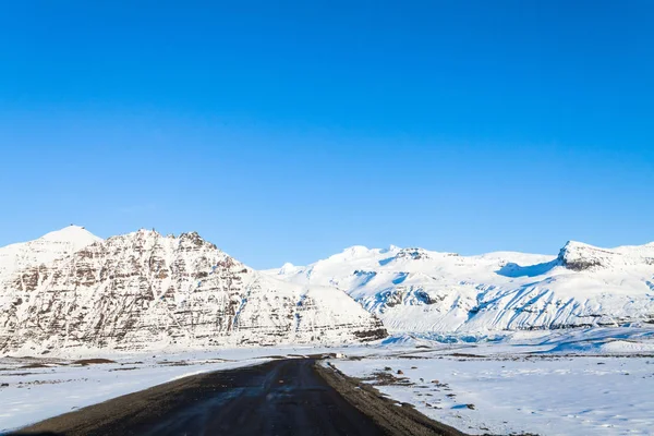 Vista Del Glaciar Svinafellsjokull Durante Nieve Invierno Islandia — Foto de Stock