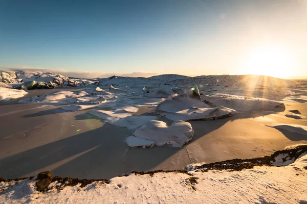 Svinafellsjokull Glaciär Vintern Snö Island — Stockfoto