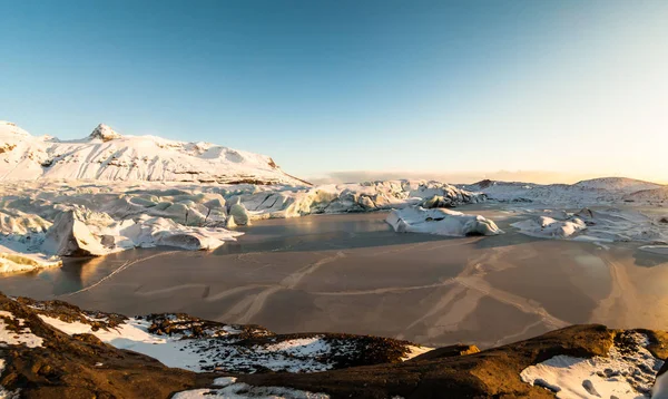 Вид Ледника Svinafellsjokull Время Зимнего Снега Исландии — стоковое фото