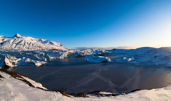 Zicht Svinafellsjokull Gletsjer Tijdens Wintersneeuw Ijsland — Stockfoto