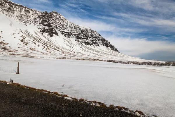 Gerdi Penzion Pohled Během Zimního Sněhu Hofn Island — Stock fotografie