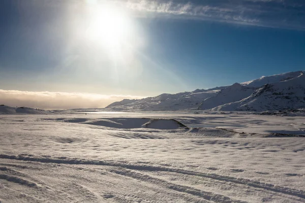 Jokulsarlon Sneeuwlandschap Hvannadalshnukur Ijsland Voor Een Prachtige Achtergrond — Stockfoto