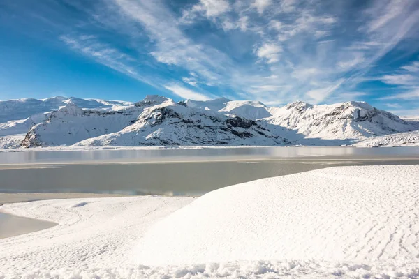 Jokulsarlon Snö Landskap Hvannadalshnukur Island För Vacker Bakgrund — Stockfoto