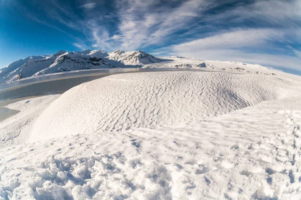 Jokulsarlon Paisaje Nieve Hvannadalshnukur Islandia Para Hermoso Fondo —  Fotos de Stock