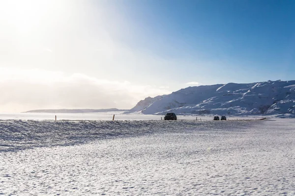 Krajobraz Śniegu Jokulsarlon Hvannadalshnukur Islandia Piękne Tło — Zdjęcie stockowe