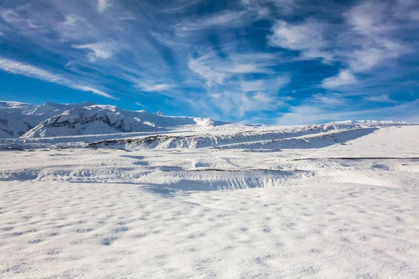 美丽背景的冰岛Hvannadalshnukur的Jokulsarlon雪景 — 图库照片