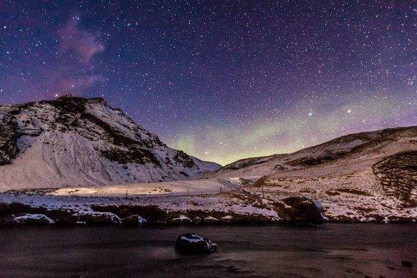 Skogafoss Pohled Během Zimního Sněhu Který Nachází Řece Skoga Jižním — Stock fotografie