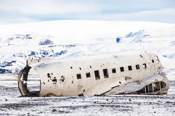 Solheimasandur the plane wreck view during winter snow