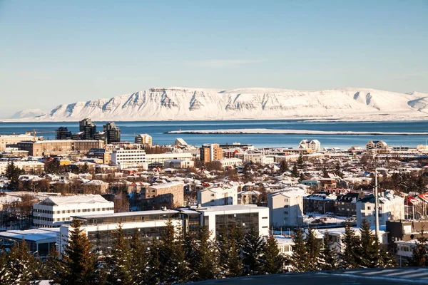 从冰岛 Perlan 圆顶看雷克雅未克城市景观 — 图库照片