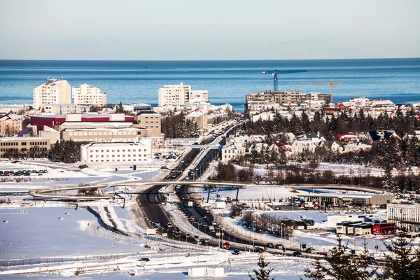 Widok Miasta Reykjavik Hallgrimskirkja Perlan Dome Islandia — Zdjęcie stockowe