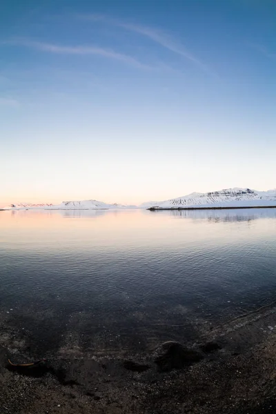 Kirkjufell Kilátás Télen Amely Egy Magas Hegy Északi Parton Izlandi — Stock Fotó