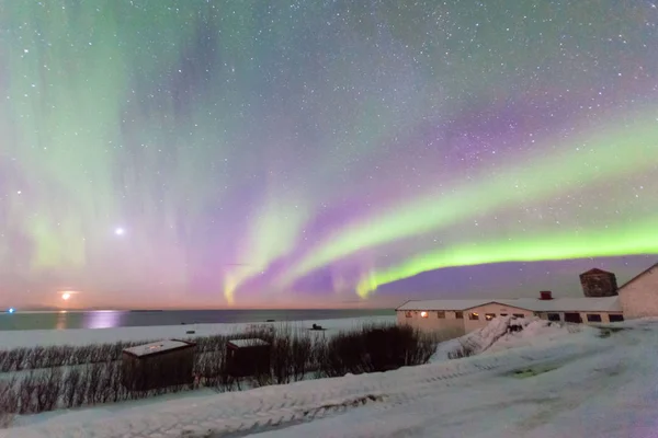 Bela Aurora Borealis Mais Conhecida Como Vista Das Luzes Norte — Fotografia de Stock