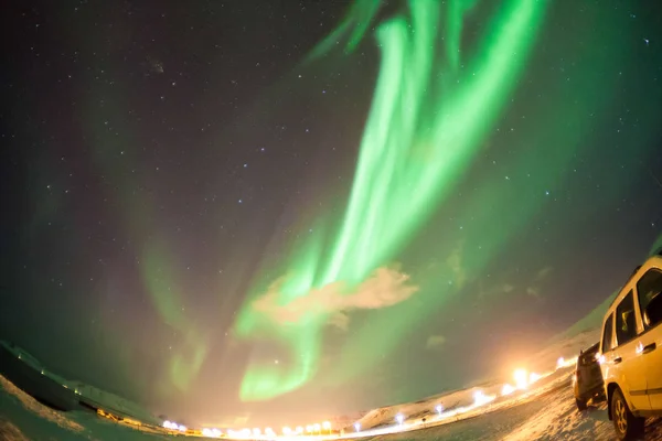 Schöne Polarlichter Oder Besser Bekannt Als Nordlichtansicht Island Winter — Stockfoto