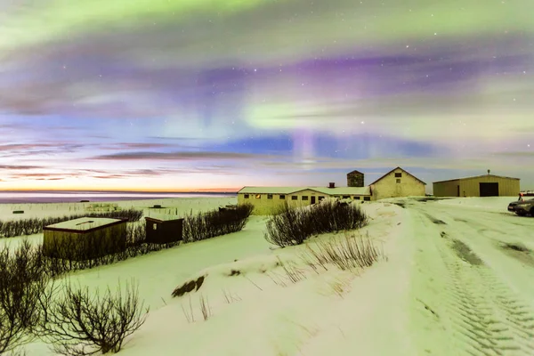 Aurora Borealis Або Northern Lights Background View Iceland Reykjavik Winter — стокове фото