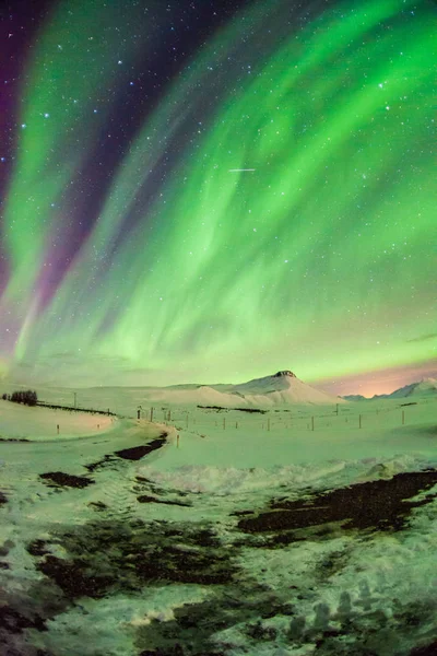 Aurora Borealis Або Northern Lights Background View Iceland Reykjavik Winter — стокове фото