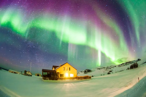 Aurora Boreal Más Conocido Como Northern Lights Para Vista Fondo —  Fotos de Stock