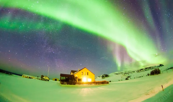 Aurora Borealis Або Northern Lights Background View Iceland Reykjavik Winter — стокове фото