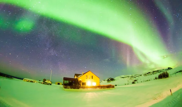 Aurora Borealis Або Northern Lights Background View Iceland Reykjavik Winter — стокове фото