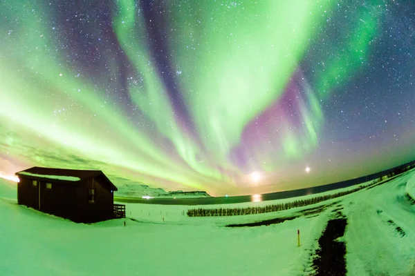 Aurora Borealis Beter Bekend Als Het Noorderlicht Voor Achtergrondzicht Ijsland — Stockfoto