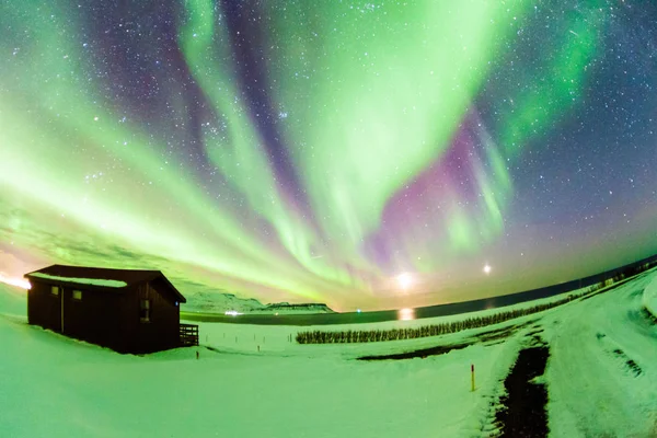 Aurora Borealis Vagy Ismertebb Nevén Northern Lights Background View Izlandon — Stock Fotó