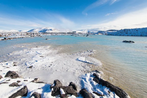 Όμορφη Blue Lagoon Προβολή Κατά Διάρκεια Του Χειμώνα Στην Ισλανδία — Φωτογραφία Αρχείου