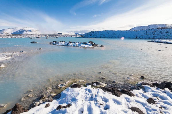 アイスランドの冬の間に美しい青いラグーン ビュー — ストック写真