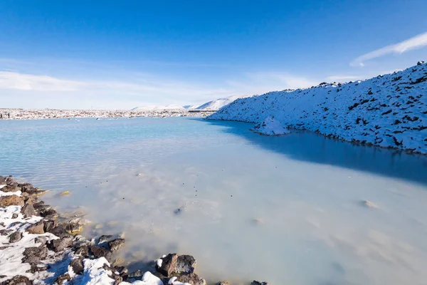 Lagoa Azul Bonita Vista Durante Inverno Islândia — Fotografia de Stock